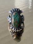 Antique 1870 Native American Navajo Turquoise Sterling Silver Men   s Ring Sz 10 5