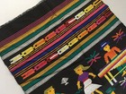 Vintage Guatemalan Folk Tapestry Black Geometric Handwoven Textile Wall Hanging