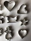 Lot Of 12 Antique Metal Christmas Cookie Cutters Holiday Rain Deer  Sleigh 