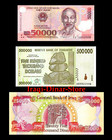 500 000 Zimbabwe Dollars 50 000 Vietnam Dong   25  000 New Iraqi Dinar Unc Notes