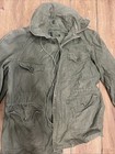 Vtg Cold Weather Coat Military Army Field Jacket Sz Sm Short Hideaway Hood