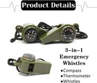 3x Very Loud Keychain Whistle With Compass For Outdoor Sports  Hiking  Camping