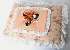 Vtg Shabby Chic Photo Album Padded Floral Fabric Lace 3-ring Binder 13 5x9 Euc