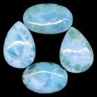 4 Pcs Natural Larimar 25-27mm Mix Shapes Loose Cabochon Untreated Gemstones Lot