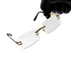 Vintage Gold Frame Clear Tint Square Lens Rimless Rectangle Eyewear Glasses 