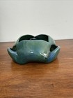 Vtg Blue Green  Art Deco Planter Bowl Organic Artist Stamped