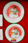 Vtg Christmas Futura Snowmen Kissing Paper Napkins Plates 2 New In Package Nos