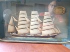    Ship Model Diorama Schooner Clipper Frigate Folk Art 3 Mast Antique 27-3 4  W