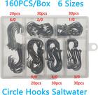 Fishing Hooks Saltwater  160pcs Circle Hooks High Carbon Steel  6 Sizes Tackle