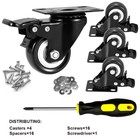  2   Caster Wheels Set Of 4 Heavy Duty Swivel Pu Wheels With Brake Locking 