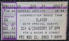 Slayer Ticket Stub 4th  b San Diego Show Nov 21 2003 Thrash Metal Concert