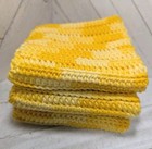New Handmade Set Of 3 Crochet 100  Cotton Dish Cloths 9x9 Inch - Bright Yellow