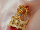 Super Cute Vintage 1980s Rhinestone Poodle In Enamel Holiday Boot Brooch  1027c