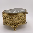 Vintage Gold Heart Shaped Trinket Jewelry Box