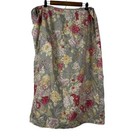 Vtg 90s Lauren Ralph Lauren Linen Country Floral Garden Party Wrap Midi Skirt L