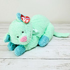 Baby Ty Pillow Pals Kittybaby 12  Cat Green Blue Bow W  Rattle Mint Nwt