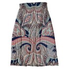 Gilli Womens Sz 2x Blue Orange Tan Paisley Boho Print Fold Over Waist Maxi Skirt