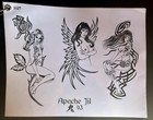 Tattoo Flash - Apache Jil   National - 17 Binded   Laminated B w Vintage Sheets