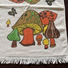 Vintage 70s Cannon Merry Mushroom Hand Towel White Fringe Retro
