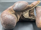 Vintage 1930 s Leather Boxing Gloves Horsehair Padding Canvas Lined No Laces