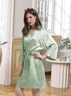 Womens Satin Kimono Robe Silk Robes Floral Bathrobe Bride Bridesmaid Wedding S   