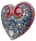 Milagros Sacred Heart Mexican 20   x Large Painted Florals Wood Ex Voto Folk Art
