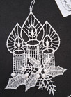 Vtg Set Of Four  4  White Macrame Christmas Ornaments Polyester From Germany