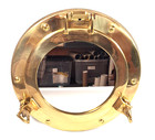 Vintage Maritime Port Hole Mirror  Brass  Size 9 25 Diameter 