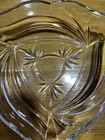Vintage Pressed Crystal Glass Serving Dish 9    Starburst Triangle