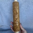 Vtg Springerle Carved Wood Rolling Pin German Cookie Mould Bird Flower Pineapple