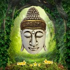 White Buddha Mask Carved Wooden Balinese Eclectic Wall Decor                