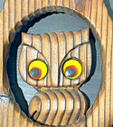 Carved Vtg Wooden Owl Wall Art Boho Decor Burnt Wood Douglas Fir 10 
