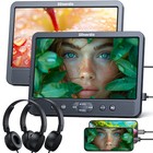 2x 10 5  Dual Screen Car Headrest Dvd Player Tv Usb Monitor Hdmi Sd With Headset
