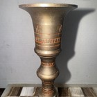 Pair Of 10  Vtg Victorian Style Solid Brass Ornate Hand Etched Candle Holders