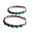 925 Sterling Silver Bohemian Style Turquoise 1 31 In Hoop Earrings  ear108 