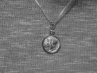 Coin Pendant Silver Vintage Mercury Dime Bezel Sterling Silver Plated 18    Chain