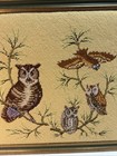 Large Mid Century Owl Needlepoint 19 X 19  wood Frame Needs Repair Or Replace 