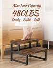 Wooden 2-step Stool For Adults   Kids  480-lbs Heavy Duty With Non-slip Rubber
