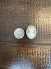 Oval Blue   White Cameo Portrait Brooch Pin - Lady Profile  Cameo Style