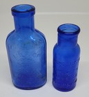  2  Antique 1906 Cobalt Phillips Milk Of Magnesia Emerson Bromo Seltzer Bottles