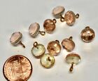 Vintage 12 Champagne Pink Glass Buttons Antique Faceted Bead Brass Shank 9 2mm 