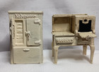 Lot Of 2 Vintage Cast Iron Arcade Sample Doll House Toy Stove Fridge Kelvinator