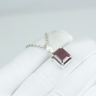 Octagon Cut Red Ruby Necklace Jewelry  925 Sterling Silver Pendant  18cts 