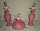 Vintage Art Deco Vanity Set 2 Perfumes   Powder Jar Bavaria As Is Read  64 99