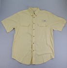 Magellan Sportswear Fishing Shirt Mens L Yellow Plaid Vented Button Up Pockets