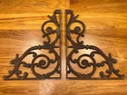 Pair Large Antique Cast Iron Shelf Brackets 15  Ornate Scroll Victorian Style