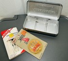 Vintage Sewing Machine Accessories Box Hinged Tin Case With Some Sewing Needles