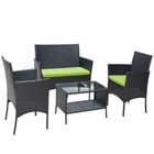 4-piece Rattan Patio Set W  Cushions - Outdoor Wicker Sofa Furniture