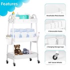 Baby Diaper Caddy Cart 3-tier Metal Rolling Cart Nursery Storage Organizer Fo   