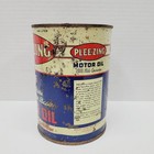 Vintage 1 Qt Plee-zing Motor Oil Tin Can Gas Service Station Advertising Empty